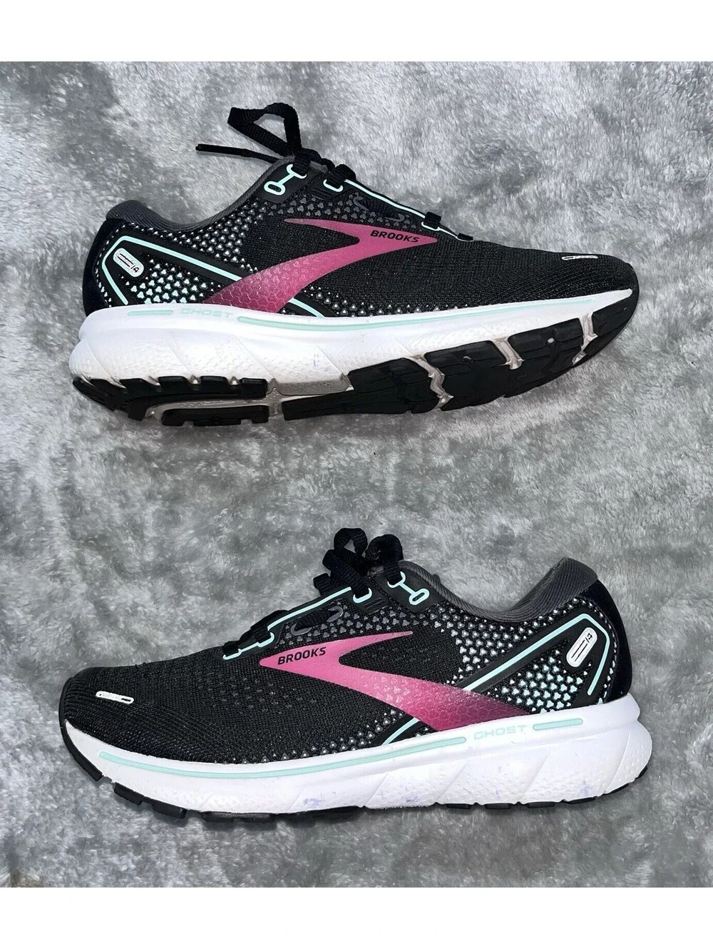 Brooks Ghost 14 Low Black White Pink Women's Running Sneakers Shoes Size 6.5